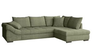 Ecksofa Nova via aus Stoff in Grün Sofa Serie Allegro - Ecksofa mit Schlaffunktion grüner Bezug - Stellfläche ca. 303 x 202 cm