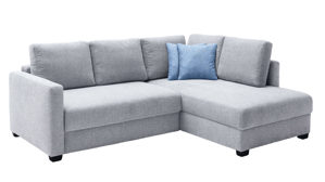 Ecksofa Nova via aus Stoff in Grau Ecksofa Louis de Luxe - Schlaffunktion mit Bettkasten grauer Bezug - Stellfläche ca. 235 x 184 cm
