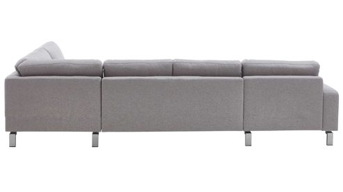 Ecksofa SOFAkultur aus Stoff in Hellgrau SOFAkultur Programm SK 239 - Ecksofa hellgraues Flachgewebe Mono & Metallfüße 222 - Stellfläche ca. 336 x 220 cm
