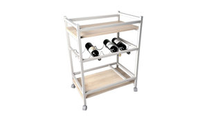 Servierwagen Haku aus Metall in Creme Servierwagen kaschmirfarben & Eiche - ca. 60 x 40 cm