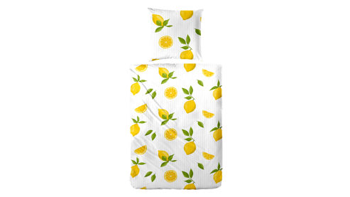 Bettwäsche-Set H. g. hahn haustextilien® aus Stoff in Gelb HAHN Bettwäsche-Set zweiteilig, ca. 135 x 200 cm - Gelb Weiß Zitrusfrucht