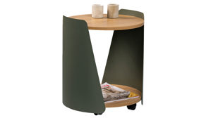 Couchtisch M2 kollektion aus Holz in Holzfarben Beistelltisch Sandro Eiche & Grün - Durchmesser ca. 40 cm