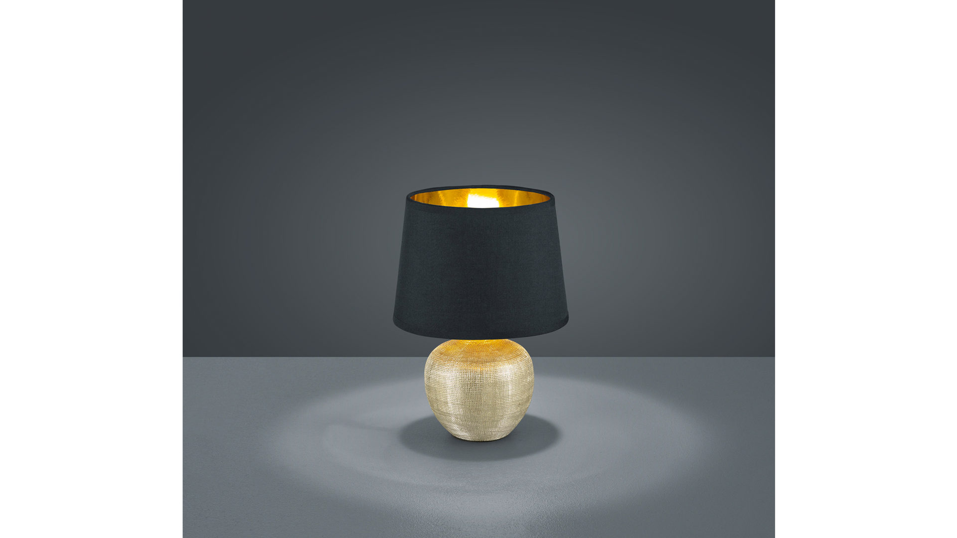 Tischleuchte Reality leuchten aus Keramik in Metallfarben RL Tischleuchte bzw. Tischlampe Luxor Gold & Schwarz – Höhe ca. 26 cm