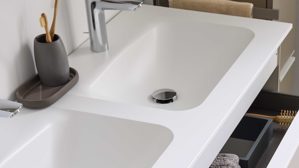 Badmöbel-Set Interliving aus Holz in Beige Interliving Bad Serie 3710 - Badmöbel-Set Macchiato & Weiß