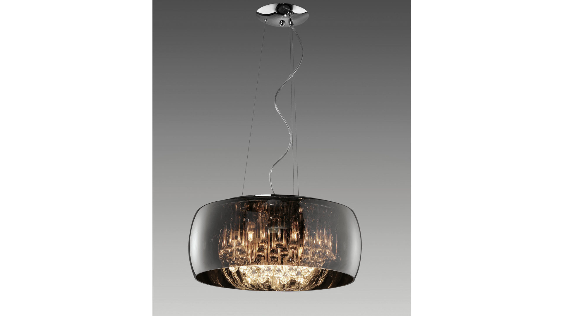 Pendelleuchte Trio lighting for you aus Glas in Metallfarben Pendelleuchte verchromtes Glas – Durchmesser ca. 50 cm