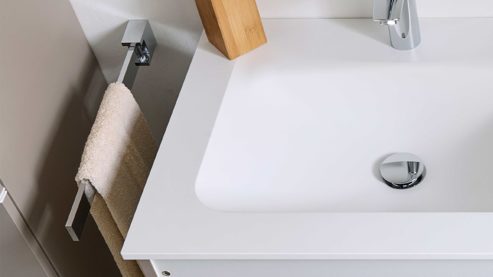 Badmöbel-Set Interliving aus Holz in Beige Interliving Bad Serie 3710 - Badmöbel-Set Macchiato & Weiß