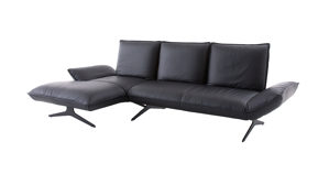 Ecksofa Koinor aus Leder in Schwarz KOINOR Polsterecke Buddy schwarzer Lederbezug & schwarze Metallkufe - ca.  149 x 305 cm