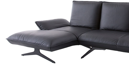 Ecksofa Koinor aus Leder in Schwarz KOINOR Polsterecke Buddy schwarzer Lederbezug & schwarze Metallkufe - ca.  149 x 305 cm