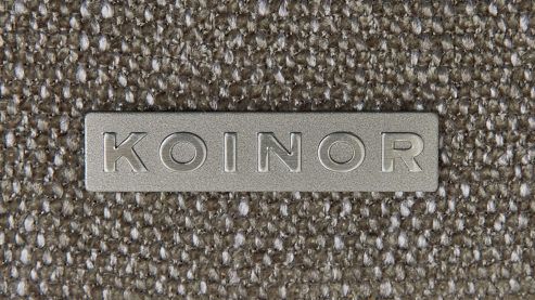 Ecksofa Koinor aus Stoff in Taupe KOINOR Polsterserie Finlay (Francis) - Ecksofa taupefarbenes Chenilleflachgewebe & schwarze Metallkufe - Stellfläche ca. 159 x 314 cm