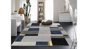 Webteppich Oci aus Kunstfaser in Blau Webteppich Castle Beppo für Ihre Wohnaccessoires blaue, graue & gelbe Kunstfaser – ca. 80 x 150 cm