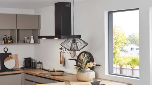 Einbauküche Nobilia® aus Holz in Beige nobilia® Einbauküche Laser mit Geräten und  Ansetztisch Macchiato & Eiche Honig - Stellfläche ca. 305 x 336 cm