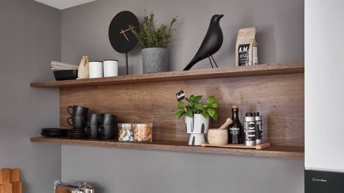 Einbauküche Nobilia® aus Holz in Weiß nobilia® Einbauküche Senso mit Geräten, z. B. Inselhaube Alpinweiß & Eiche Havanna - Stellfläche ca. 300 x 340 cm