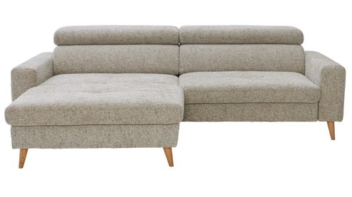 Ecksofa Interliving aus Stoff in Grau Interliving Sofa Serie 4420 - Ecksofa mit Holzfüßen grausilberner Bezug LRS 19 – Stellfläche ca. 178 x 256 cm