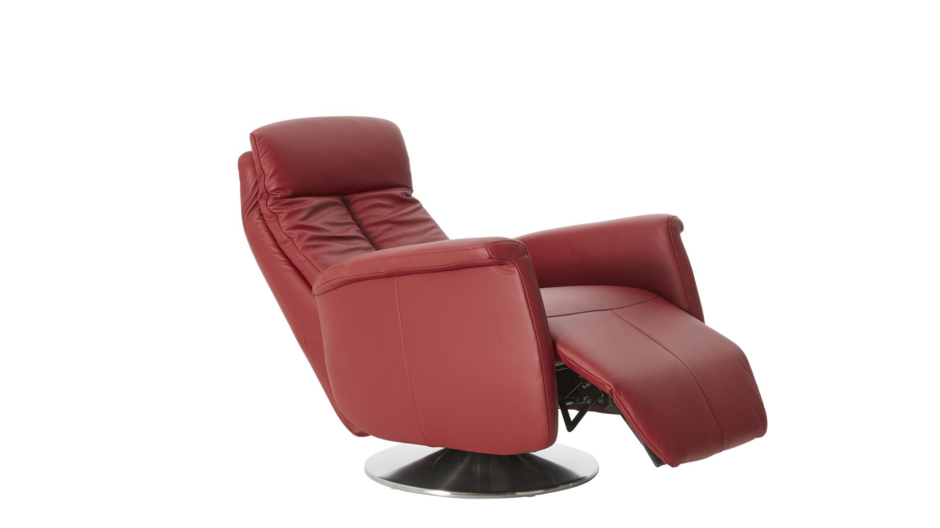 Relaxsessel modulmaster aus Leder in Dunkelrot Modulmaster MM-PN1035 - Relaxsessel 1SDCL D2 rossofarbenes Leder Torro & Edelstahl-Tellerfuß