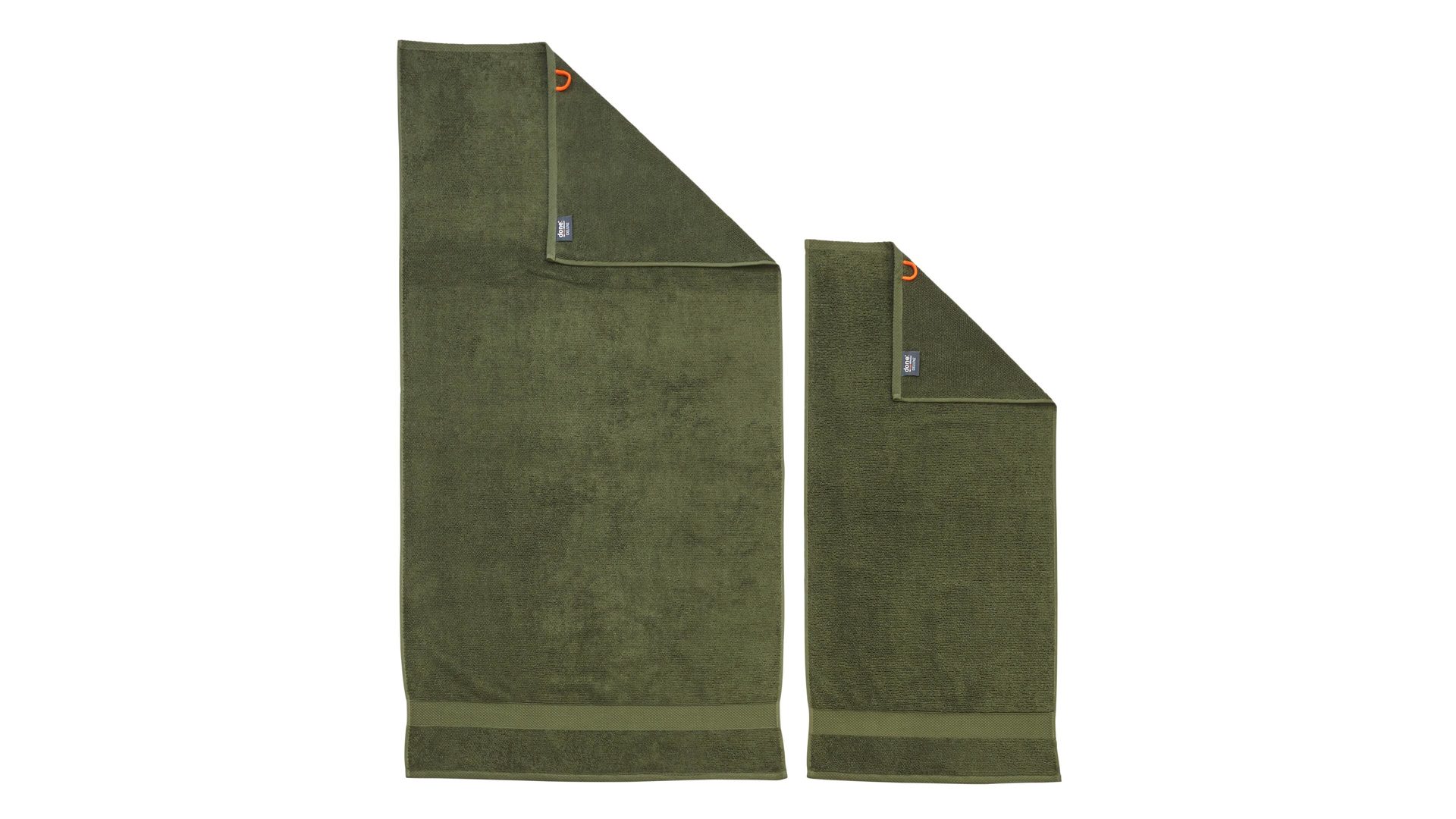 Handtuch-Set Done.® aus Stoff in Dunkelgrün done.® Handtuch-Set Deluxe für Ihre Heimtextilien khakifarbene Baumwolle – zweiteilig
