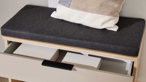 Einzelkissen Interliving aus Stoff in Anthrazit Interliving Garderobe Serie 6015 - Sitzkissen Silber-Anthrazit - ca. 80 x 38 cm