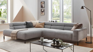 Ecksofa SOFAkultur aus Stoff in Grau SOFAkultur Programm SK 770 - Ecksofa grauer Cordbezug - Stellfläche ca. 219 x 309 cm