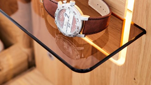 Paneel Interliving aus Holz in Holzfarben Interliving Schlafzimmer Serie 1015 – Paneel-Set Wildeiche & Colorglas – zweiteilig