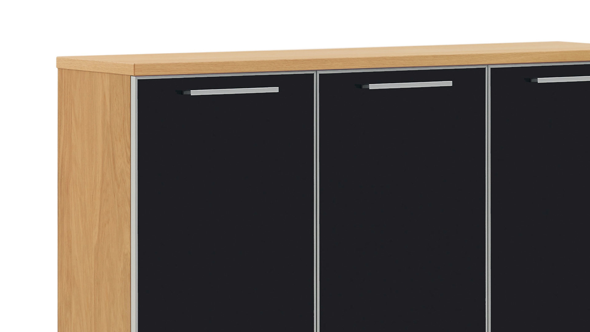 Schuhschrank Voss möebel aus Holz in Schwarz VOSS MÖBEL Schuhkommode Santina bzw. Schuhschrank Eiche Bianco & anthrazitfarbenes Glas – drei Türen