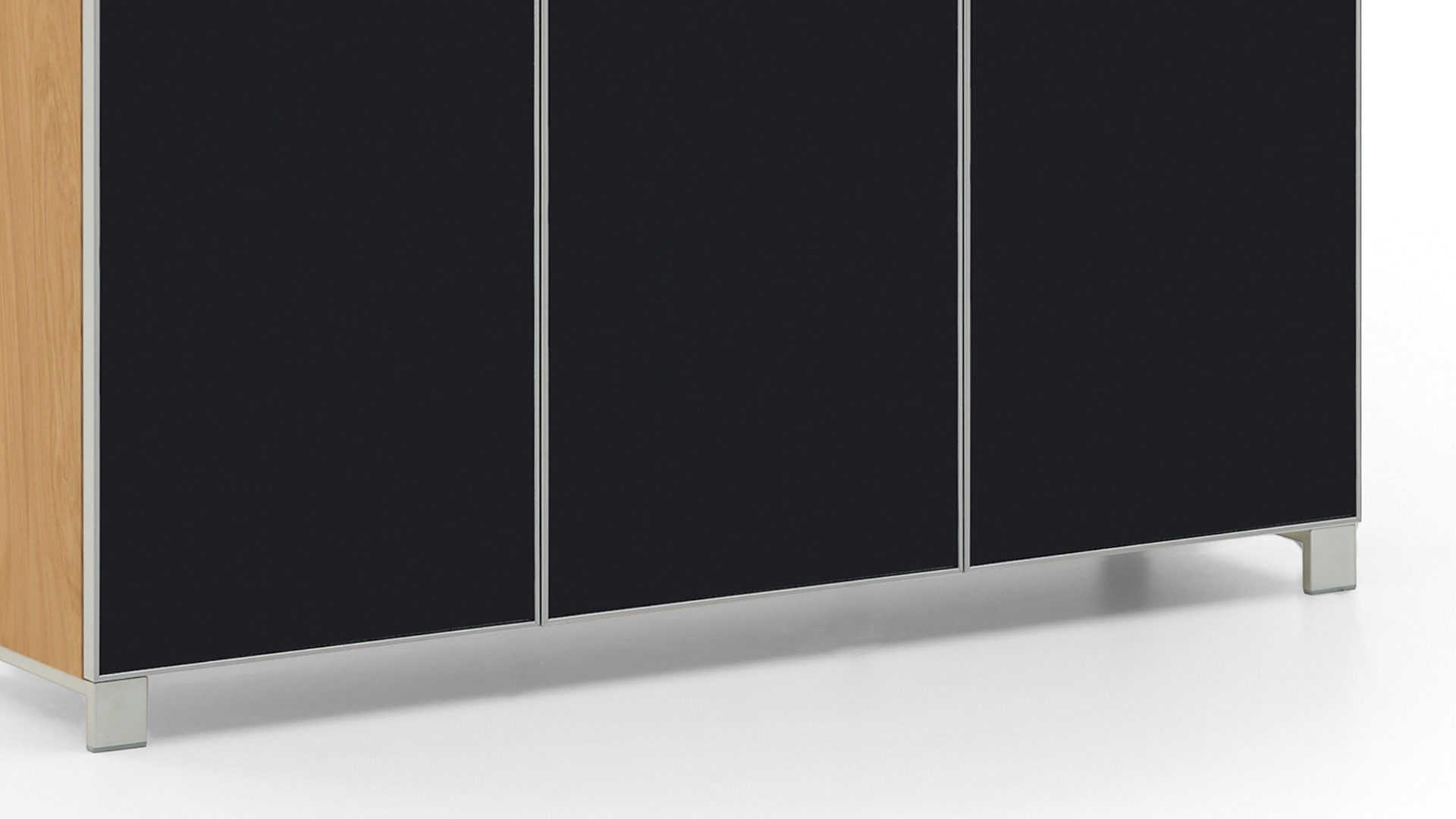 Schuhschrank Voss möebel aus Holz in Schwarz VOSS MÖBEL Schuhkommode Santina bzw. Schuhschrank Eiche Bianco & anthrazitfarbenes Glas – drei Türen
