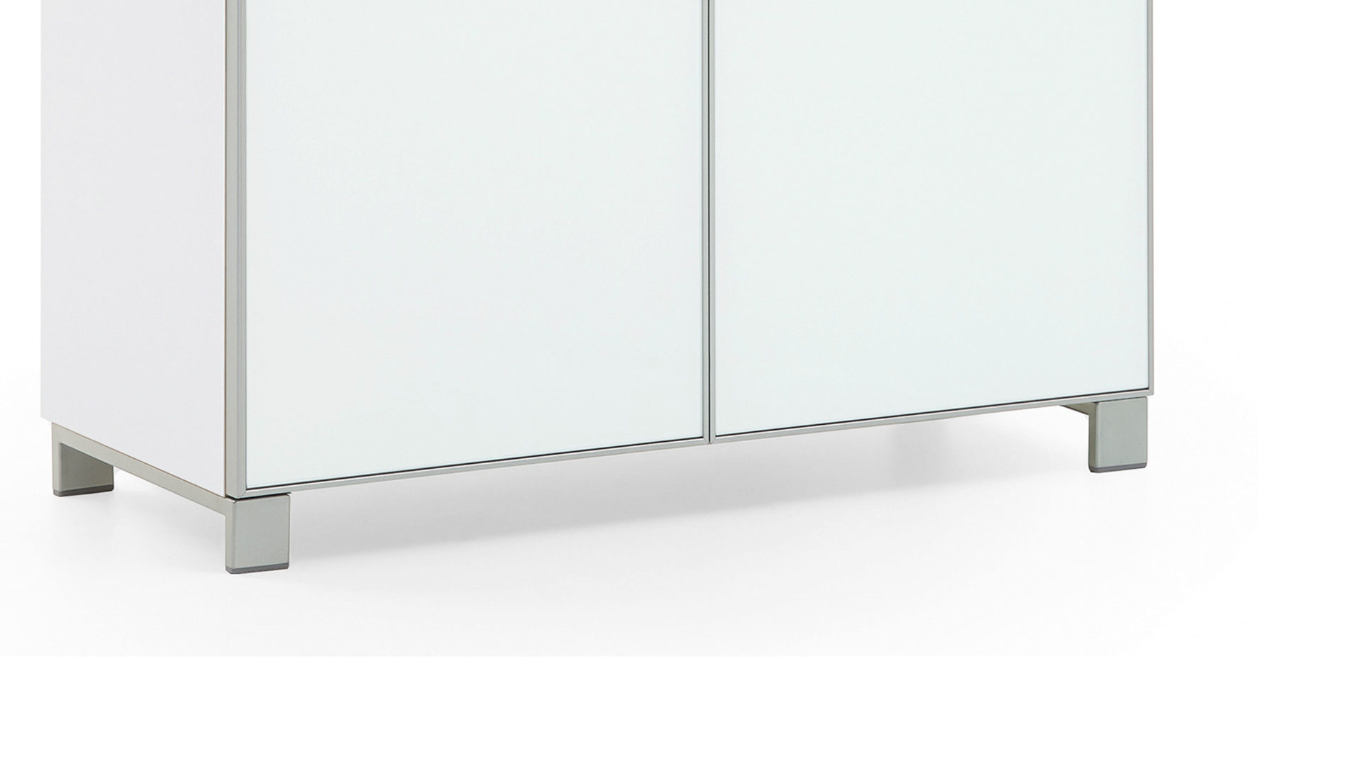 Schuhschrank Voss möebel aus Glas in Weiß VOSS MÖBEL Schuhschrank Santina als Dielenmöbel Eiche Bianco & weißes Glas – zwei Schubladen, zwei Türen