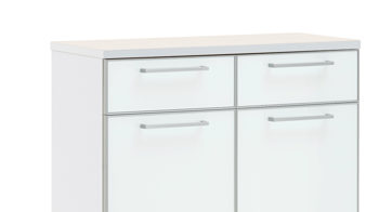 Schuhschrank Voss möebel aus Glas in Weiß VOSS MÖBEL Schuhschrank Santina als Dielenmöbel weißer Lack & weißes Glas – zwei Schubladen, zwei Türen