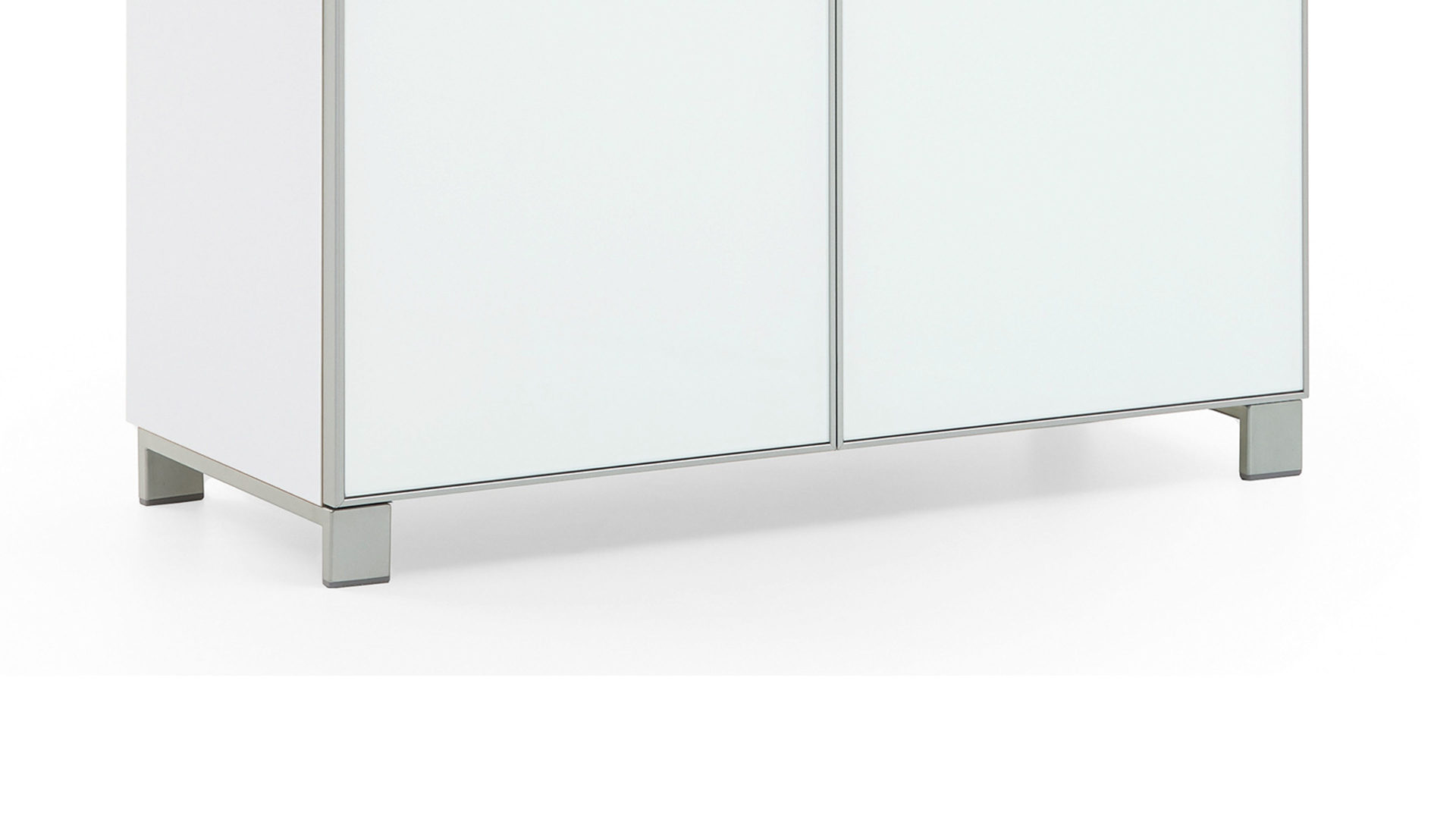 Schuhschrank Voss möebel aus Glas in Weiß VOSS MÖBEL Schuhschrank Santina als Dielenmöbel weißer Lack & weißes Glas – zwei Schubladen, zwei Türen