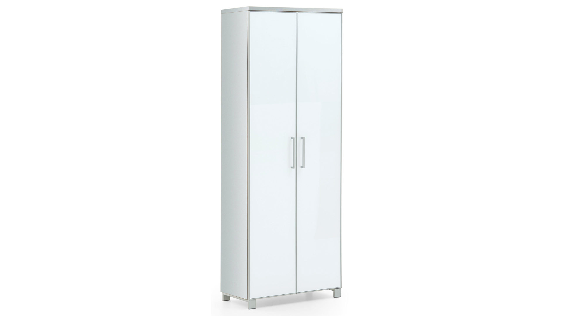 Garderobenschrank Voss möebel aus Glas in Braun VOSS MÖBEL Garderobenschrank Santina als Dielenmöbel weißer Lack & taupefarbenes Glas – zwei Türen