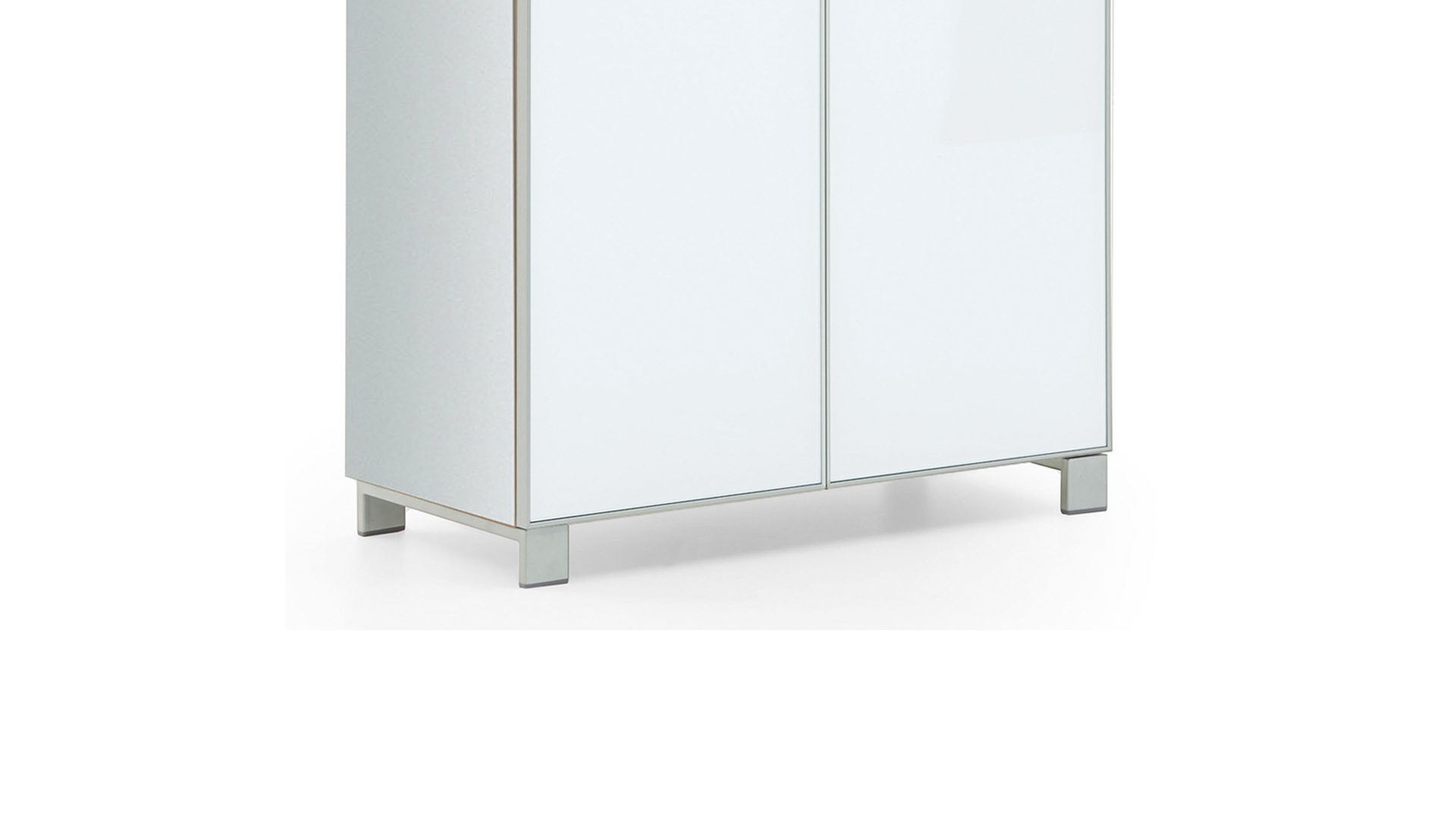 Garderobenschrank Voss möebel aus Glas in Weiß VOSS MÖBEL Garderobenschrank Santina als Dielenmöbel weißer Lack & weißes Glas – zwei Türen