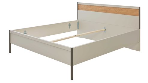 Bettgestell Interliving aus Holz in Hellgrau Interliving Schlafzimmer Serie 1035 – Bettgestell mit Holzeinlage Riffholz & Champagner - Liegefläche ca. 180 x 200 cm