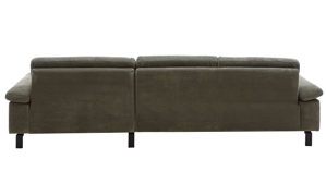Ecksofa SOFAkultur aus Stoff in Grün SOFAkultur Programm SK 239 - Ecksofa mit Federkern olivgrüner Feincord & schwarze Metallfüße 192 - Stellfläche ca. 292 x 185 cm