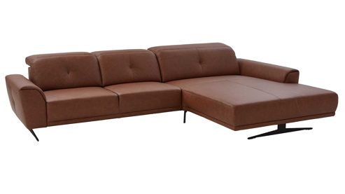 Ecksofa SOFAkultur aus Leder in Braun SOFAkultur Programm SK 771 - Ecksofa mit Federkern braunes Leder Vicenza & schwarze Metallfüße 346 - Stellfläche ca. 339 x 199 cm