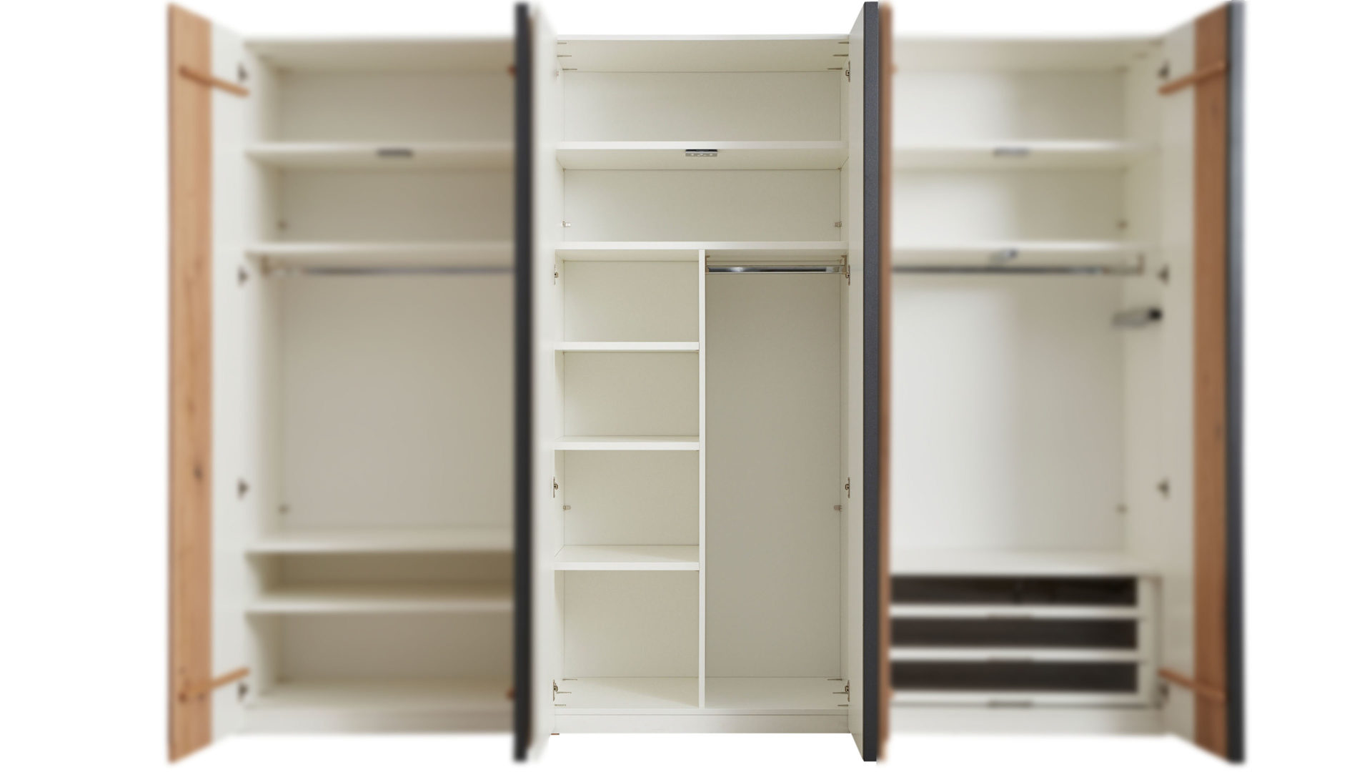 Regal Interliving aus Holz in Weiß Interliving Schlafzimmer Serie 1019 – Kleiderschrankeinteilung 523902 weiße Lackoberflächen – drei Böden, eine Kleiderstange