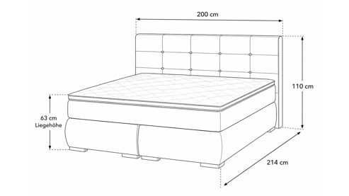 Boxspringbett KAWOO aus Stoff in Dunkelgrau KAWOO Boxspringbett Tofino elefantgrauer Bezug 50407-700 – Liegefläche ca. 180 x 200 cm