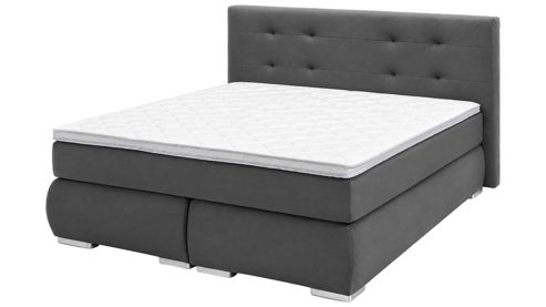 Boxspringbett KAWOO aus Stoff in Dunkelgrau KAWOO Boxspringbett Tofino elefantgrauer Bezug 50407-700 – Liegefläche ca. 180 x 200 cm