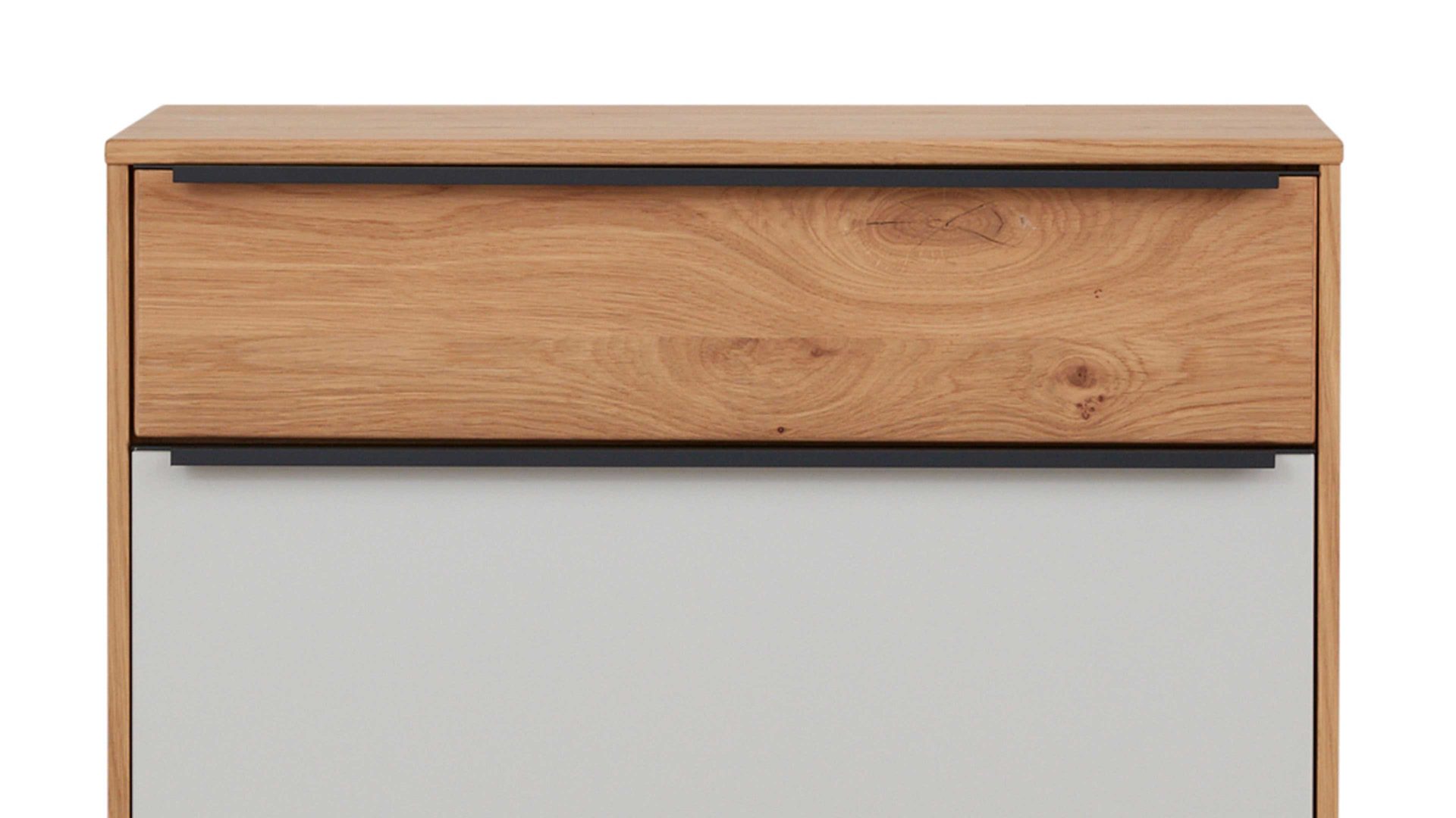 Kombikommode Interliving aus Holz in Holzfarben Interliving Garderoben Serie 6005 – Kommode Eiche & lichtgrauer Lack – eine Schublade, eine Tür, rechts