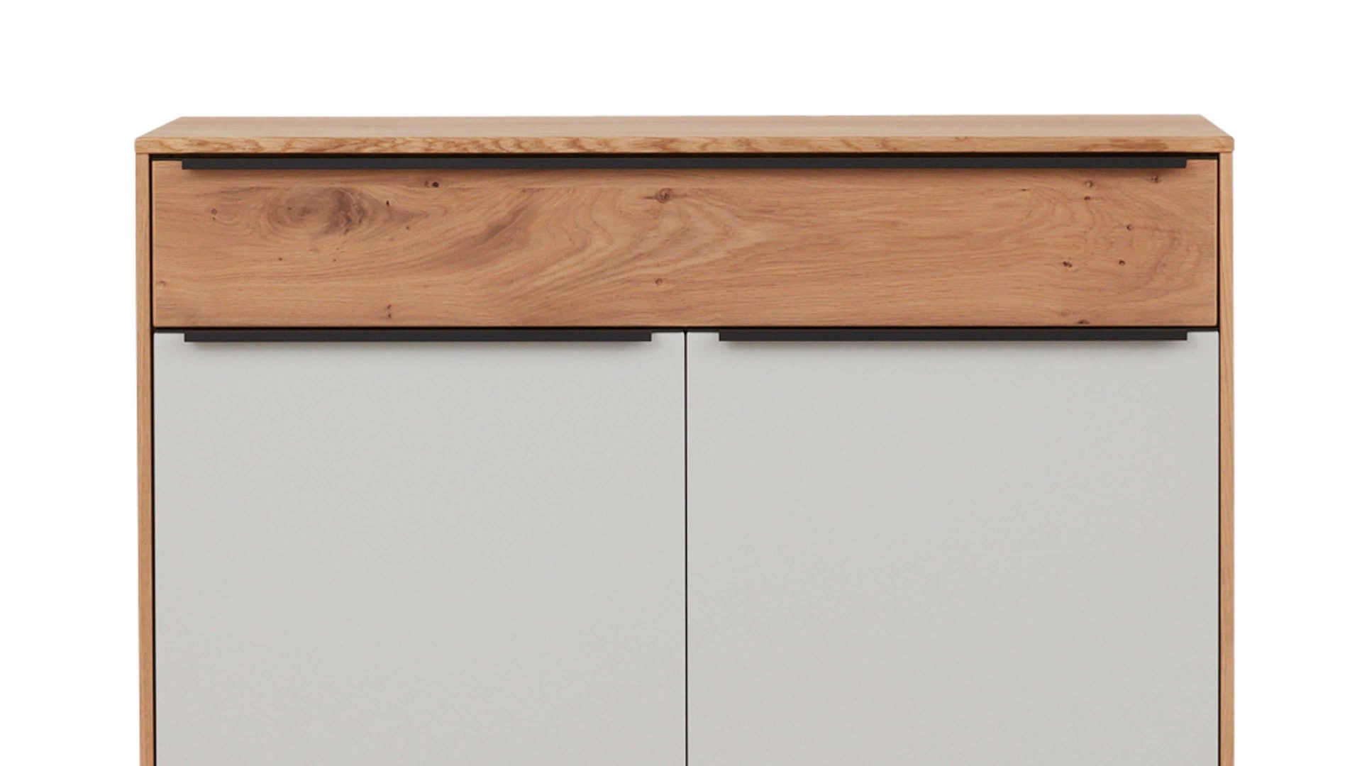 Kombikommode Interliving aus Holz in Holzfarben Interliving Garderoben Serie 6005 – Kommode 803 Eiche & lichtgrauer Lack – eine Schublade, zwei Türen