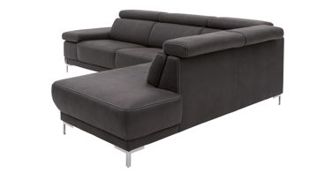 Ecksofa Interliving aus Stoff in Anthrazit Interliving Sofa Serie 4252 – Ecksofa anthrazitfarbener Stoffbezug Büffel & Metallfüße – Stellfläche ca. 275 x 220 cm