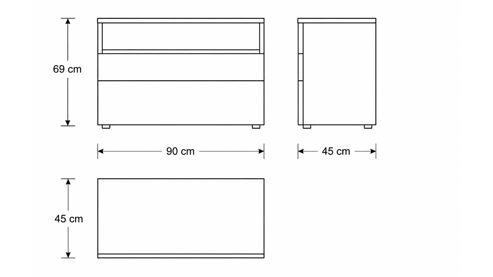 Sideboard Interliving aus Holz in Grau Interliving Wohnzimmer Serie 2031 - Sideboard Grau & Risseiche - zwei Türen, zwei Schubladen, Breite ca. 180 cm