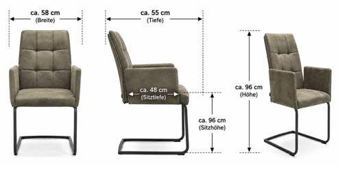 Tischgruppe Interliving aus Keramik in Dunkelgrau Interliving Esszimmer Serie 5104 – Essgruppe mit Ausziehtisch farngrüne Mikrofaser Fern, dunkelgraue Tischplatte Industrial & schwarzes Metall