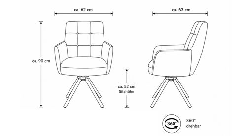 Vierfußstuhl Interliving aus Leder in Beige Interliving Esszimmer Serie 5116 – Armlehnstuhl mit Motion- & Drehfunktion cremeweißes Leder Cloud & schwarzes Gestell F37