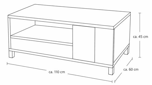Couchtisch Interliving aus Holz in Weiß Interliving Wohnzimmer Serie 2030 PLUS - Couchtisch Sahara Creme & Granitfurnier - zwei Türen, eine Schublade, ca. 110 x 60 cm