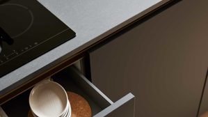 Einbauküche culineo® aus Holz in Schwarz Culineo® Einbauküche C357 mit XTRA CERAMIC Arbeitsplatte Mattschwarz - zweizeilig