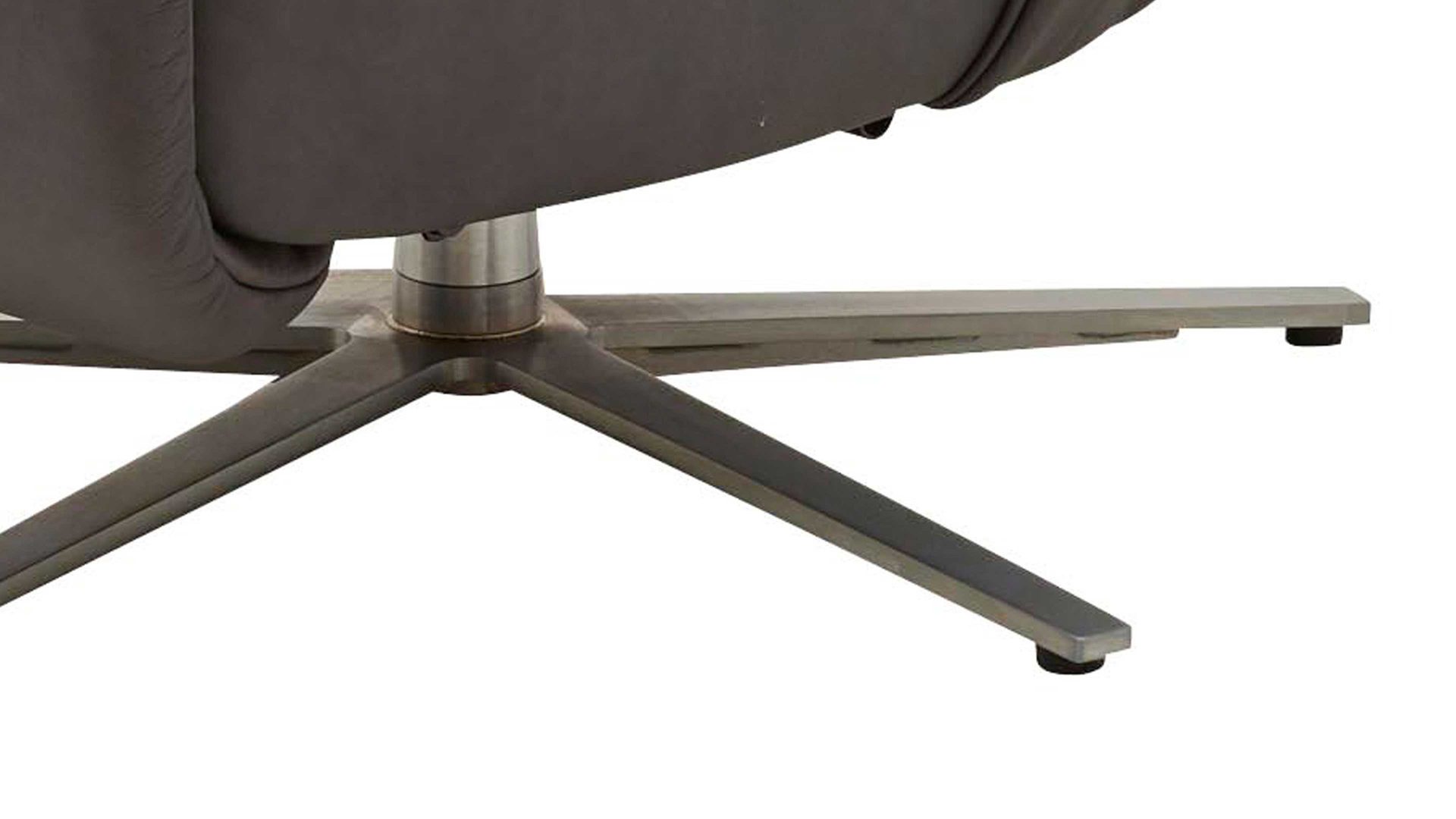 Relaxsessel Interliving aus Leder in Grau Interliving Sessel Serie 4551 – Komfortsessel colafarbenes LongLife-Leder & edelstahlfarbener Sternfuß – zwei Motoren