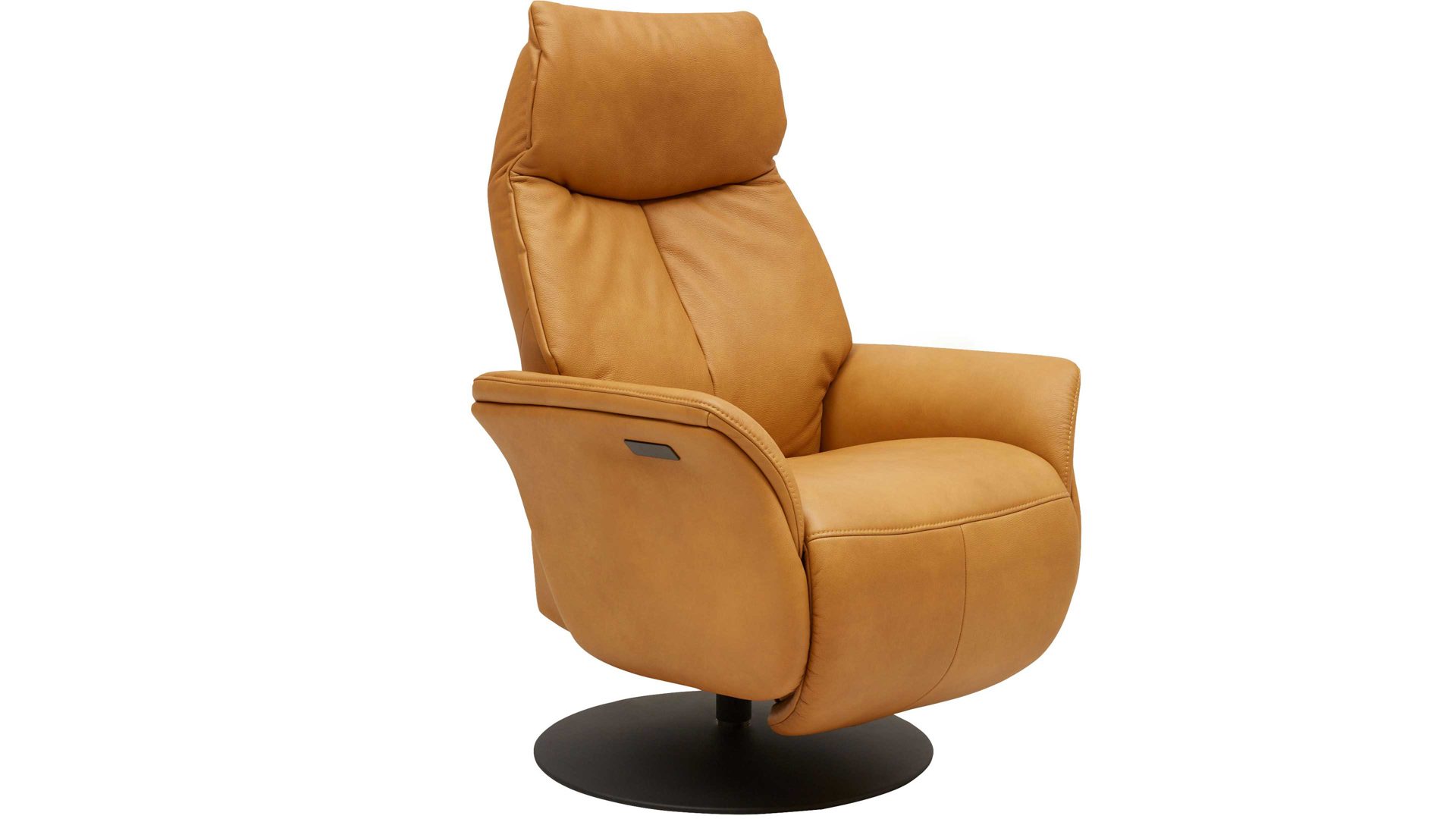 Relaxsessel Interliving aus Leder in Gelb Interliving Sessel Serie 4550 - Sessel 77O44 zwei Motoren & Aufstehhilfe - kürbisfarbenes LongLife-Leder & anthrazitfarbener Tellerfuß