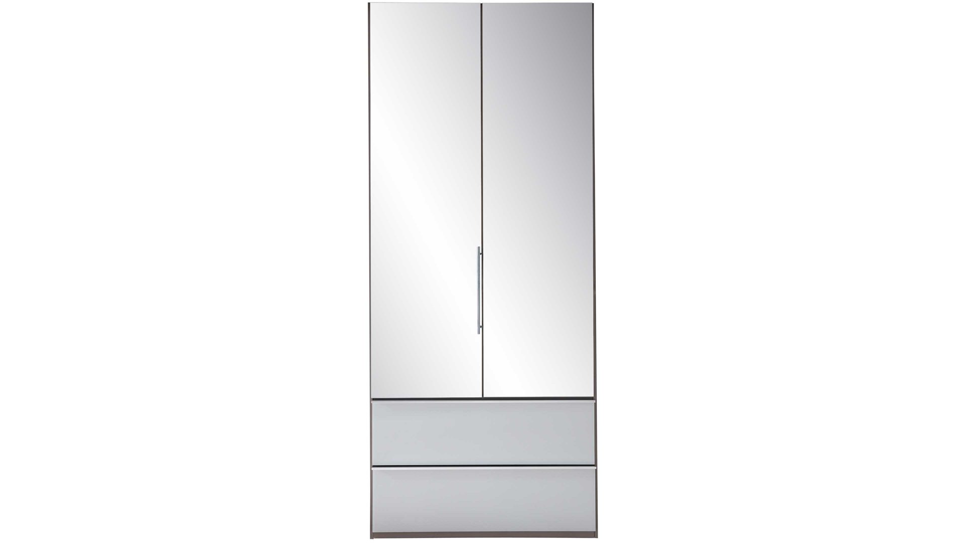 Kleiderschrank Interliving aus Spiegel in Grau Interliving Kleiderschrank Serie 1205 – Kleiderschrank Kieselgrau & Spiegel – zwei Türen, zwei Schubladen, Breite ca. 100 cm