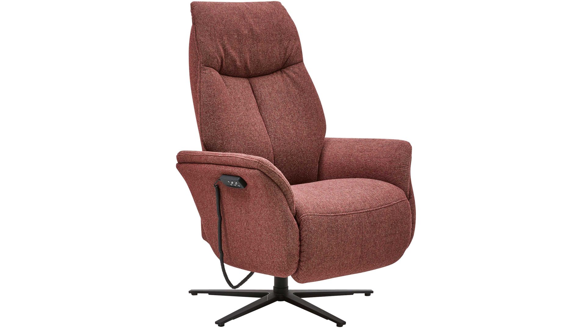 Relaxsessel Interliving aus Stoff in Rot Interliving Sessel Serie 4560 - Easy Swing Sessel chiantifarbener Melangebezug Q2 & anthrazitfarbener Sternfuß