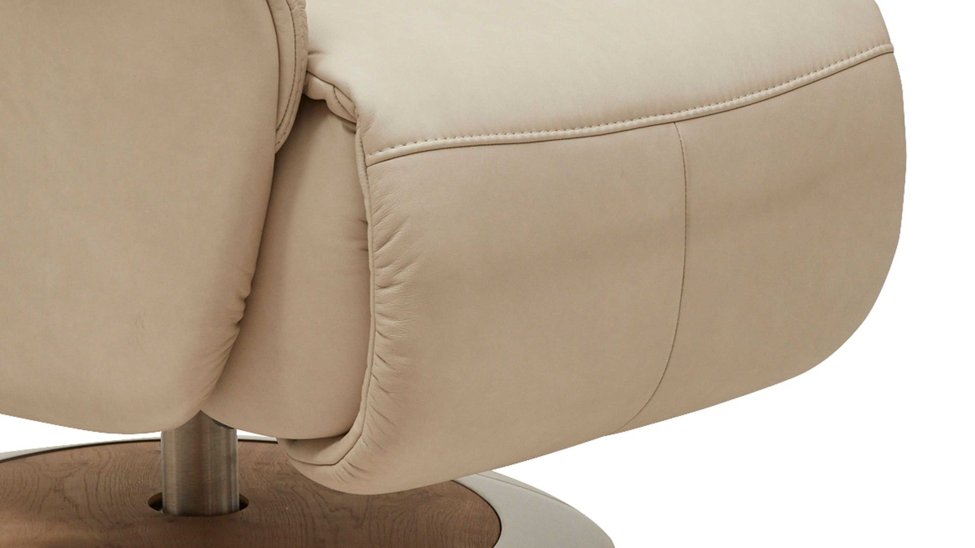 Relaxsessel Interliving aus Leder in Beige Interliving Sessel Serie 4562 - Easy Swing Sessel 51D44 klifffarbenes LongLife-Leder & biancofarbenes Holz