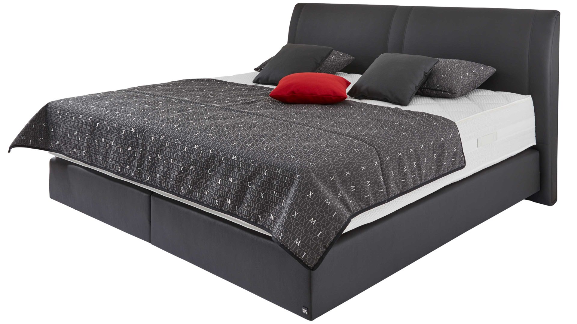 Boxspringbett Interliving aus Stoff in Dunkelgrau Interliving Boxspringbett Serie 1401 dunkelgraue Mikrofaser Amarillo 517000 – Liegefläche ca. 180 x 200 cm