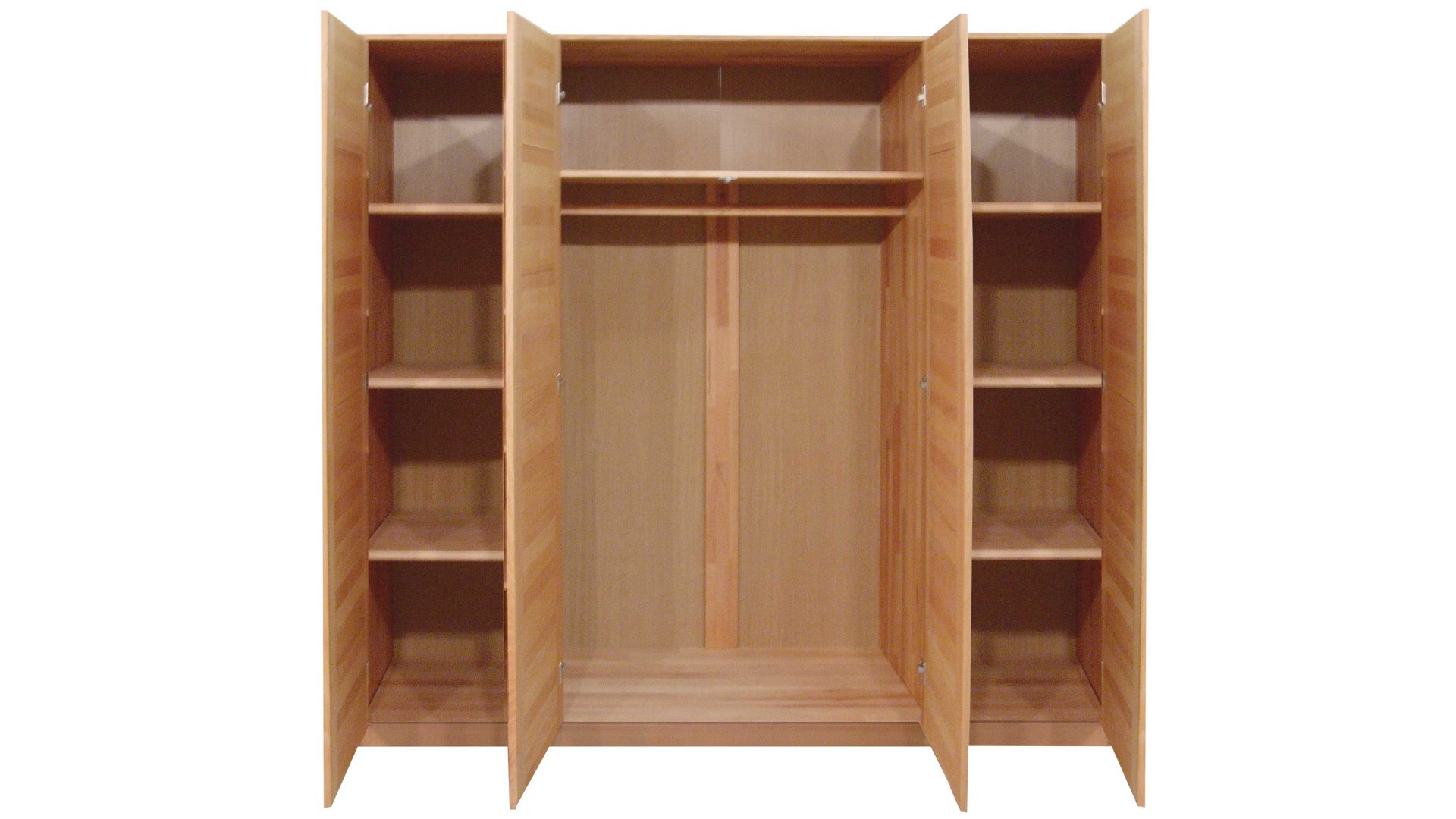 Kleiderschrank Elfo-möbel aus Holz in Holzfarben Kleiderschrank Tollow und stilvolles Schlafzimmermöbel geölte Kernbuche - vier Türen, Breite ca. 202 cm